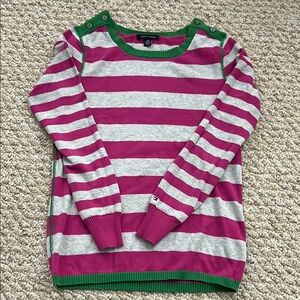 Tommy Hilfiger Striped Pink and Gray Sweater